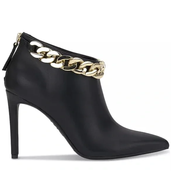 I.N.C. International Concepts Radeyah Gold Chain Booties in Smooth Black (NIB) - Picture 5 of 10
